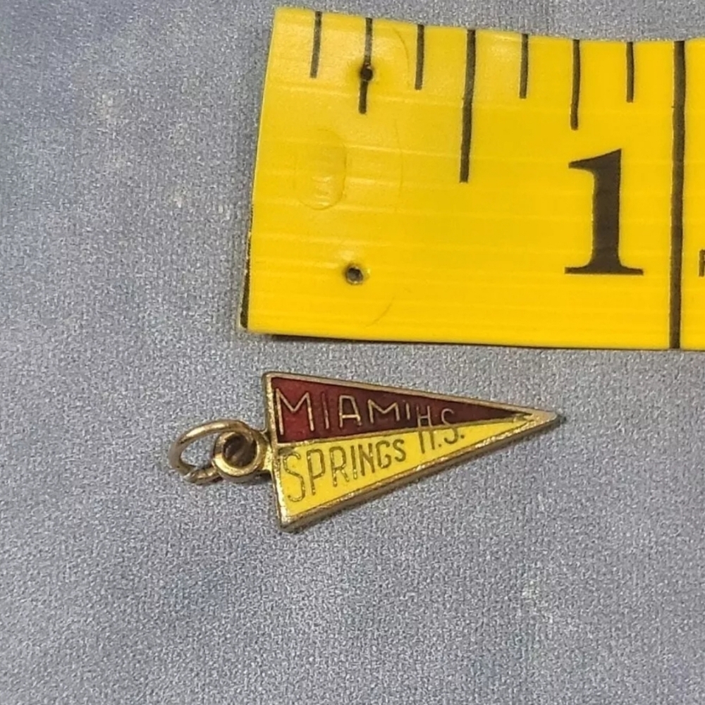 Vintage Miami Springs High School Baseball Pennant, 10KT. G.F. Signed Kinney